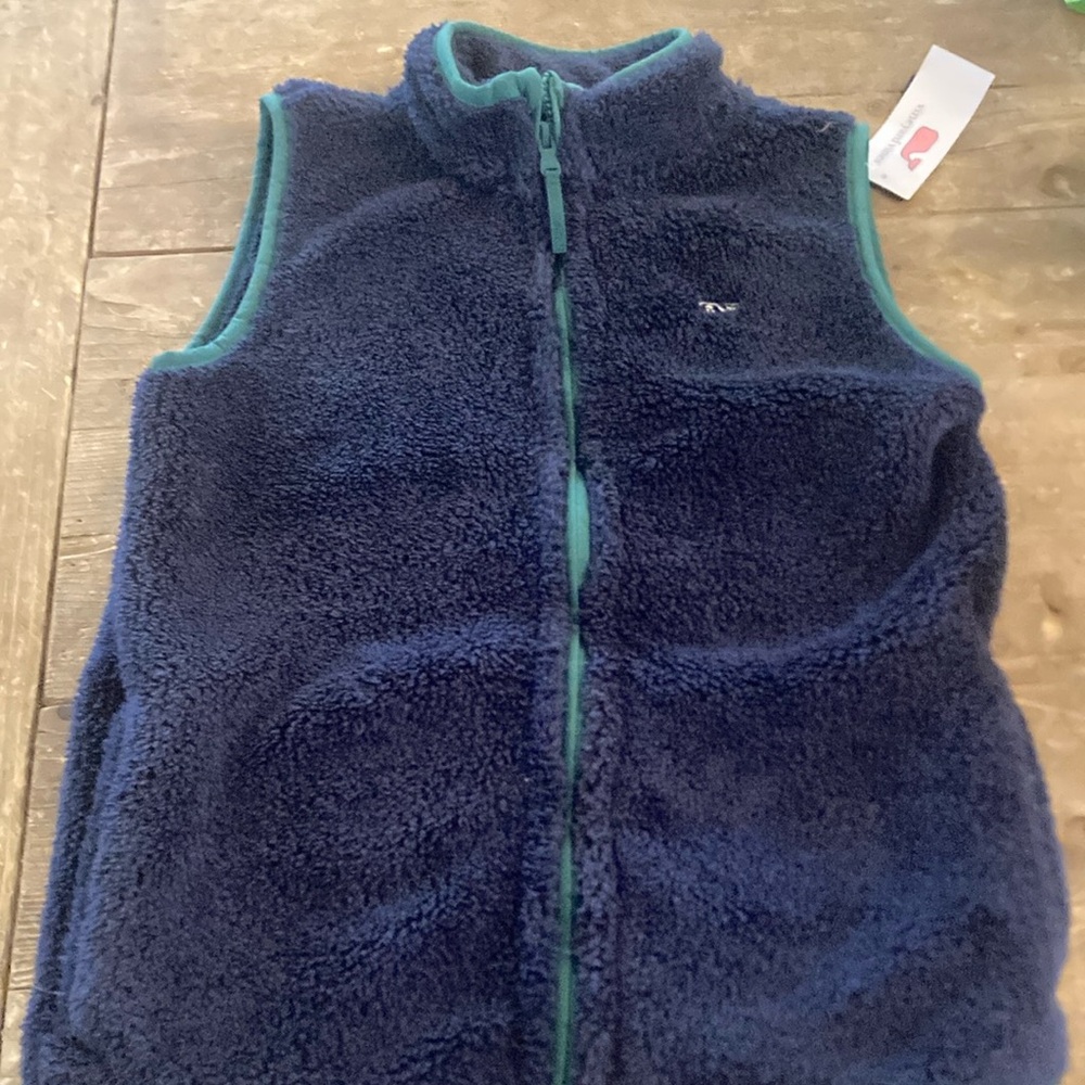 Navy Blue Fleece Vest with Teal Trim NWT size medium Vineyard Vines
